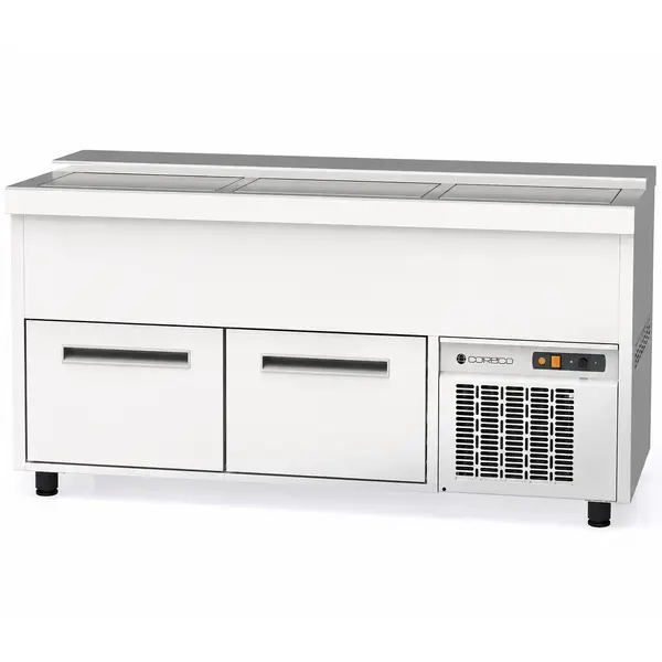 Flessenkoeler | BE | 420L | RVS | +2°C/+8°C | Statisch | 2 Laden + 3 Schuifdeksels | 1590x550x850(h)mm