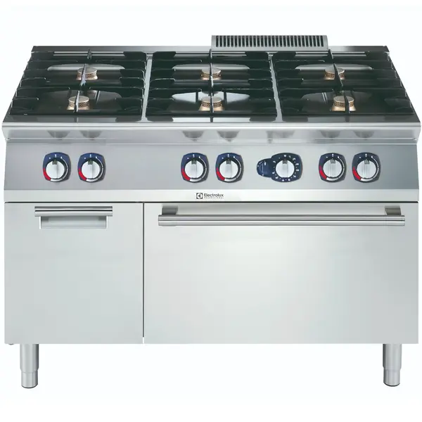 Fornuis + Oven | e-XP 700 | Gas | 6 Branders (6x 5.5kW) + 2/1 GN Oven (6kW) | Waakvlam | 1200x730x850/900(h)mm