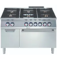 Electrolux Fornuis + Oven | e-XP 700 | Gas/Elektrisch | 6 Branders (6x 5.5kW) + 2/1 GN Oven (6kW-400V) | Waakvlam | Neutraal Vak | 1200x730x850/900(h)mm