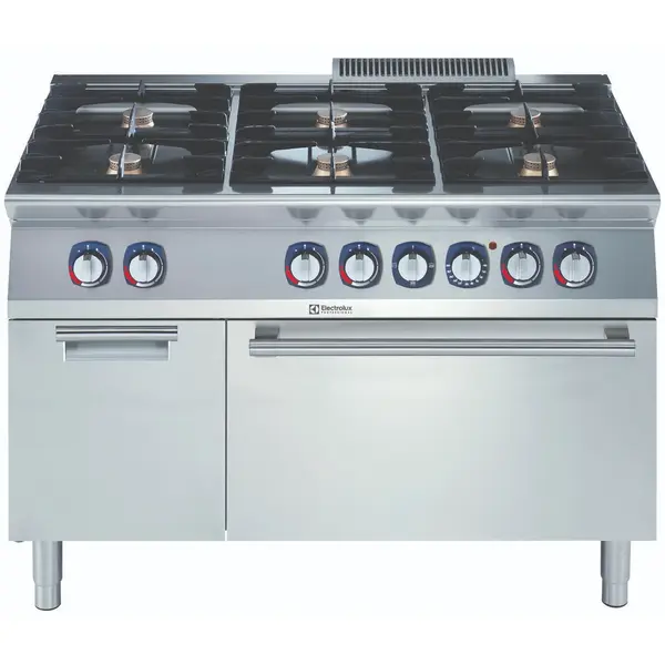Fornuis + Oven | e-XP 700 | Gas/Elektrisch | 6 Branders (6x 5.5kW) + 2/1 GN Oven (6kW-400V) | Waakvlam | 1200x730x850/900(h)mm