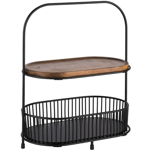 Etagère/Serveerstandaard | Metaal | Zwart | 2-laags | 310x170x375(h)mm