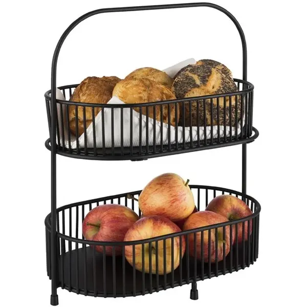 Etagère/Serveerstandaard | Metaal | Zwart | 2-laags | 310x170x375(h)mm