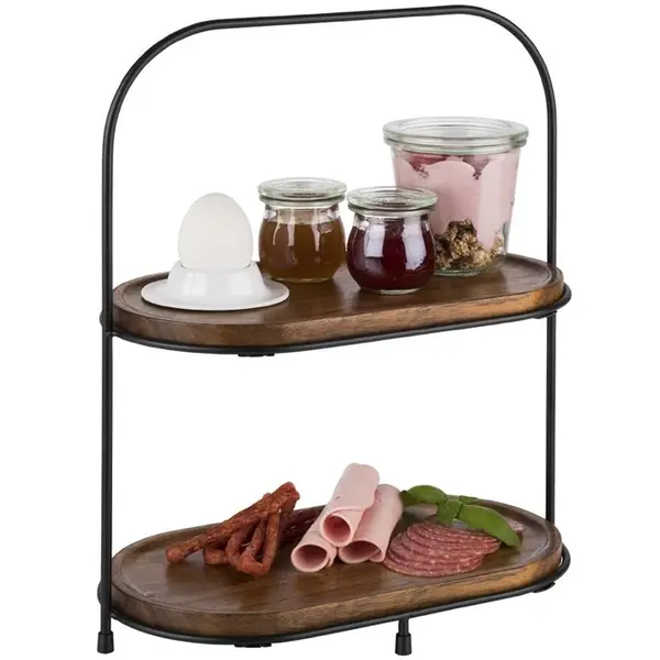 Etagère/Serveerstandaard | Metaal | Zwart | 2-laags | 310x170x375(h)mm