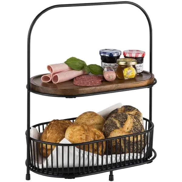Etagère/Serveerstandaard | Metaal | Zwart | 2-laags | 310x170x375(h)mm