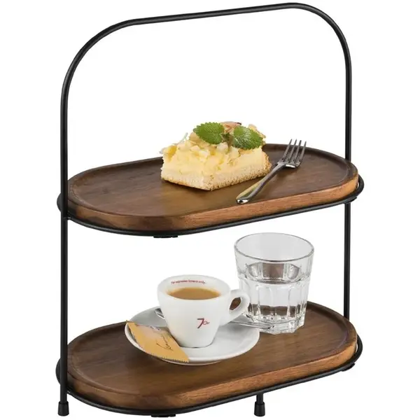 Etagère/Serveerstandaard | Metaal | Zwart | 2-laags | 310x170x375(h)mm