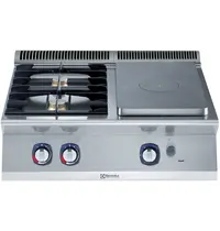 Electrolux Fornuis/Doorkookplaat | e-XP 700 | Gas | 2 Branders (2x 5.5kW) + Plaat (3.8kW) | Waakvlam | 800x730x250(h)mm