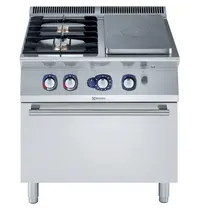 Electrolux Fornuis/Doorkookplaat + Oven | e-XP 700 | Gas | 2 Branders (2x 5.5kW) + Plaat (3.8kW) + 2/1 GN Oven (6kW) | Waakvlam | 800x730x850(h)mm
