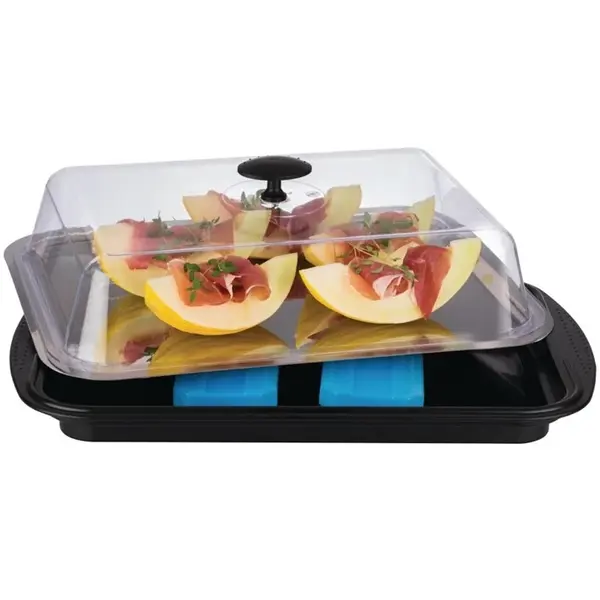 Buffetvitrine | Kunststof/RVS | Gekoeld | Incl. Serveerchaal | 2 Koelelementen + Deksel | 430x290x140(h)mm