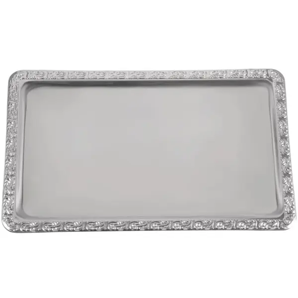 Vitrineplateau | RVS | 1/1 GN | Decoratieve Rand | 530x325mm