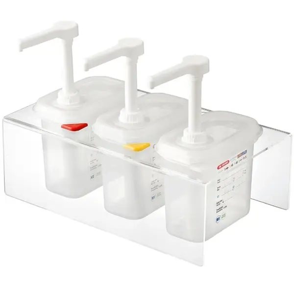 Sausdispenserstation | Kunststof | 3 Dispensers (3x 1.5L) | Transparant | 380x225x195(h)mm