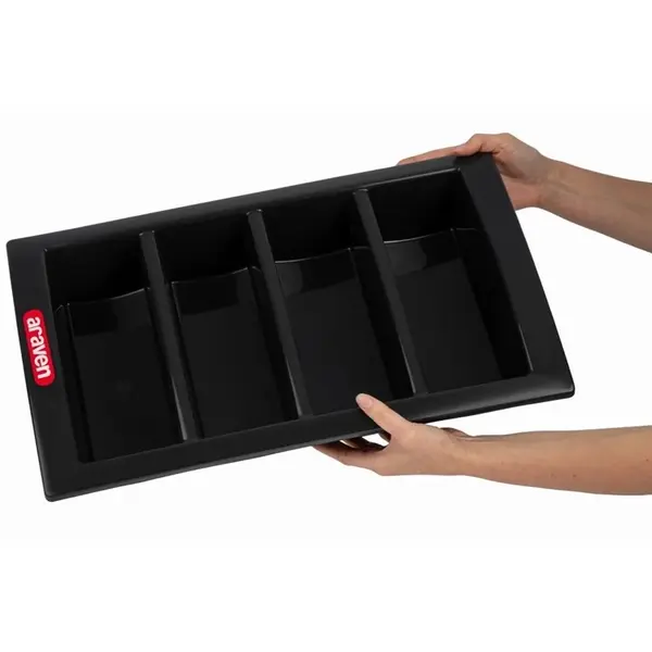 Bestekbak | Kunststof | Zwart | 4-vaks | 1/1 GN | 530x325x100(h)mm