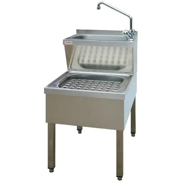 Handwastafel | RVS | Wasbak + Uitstortbak | Mengkraan | 500x600x890(h)mm