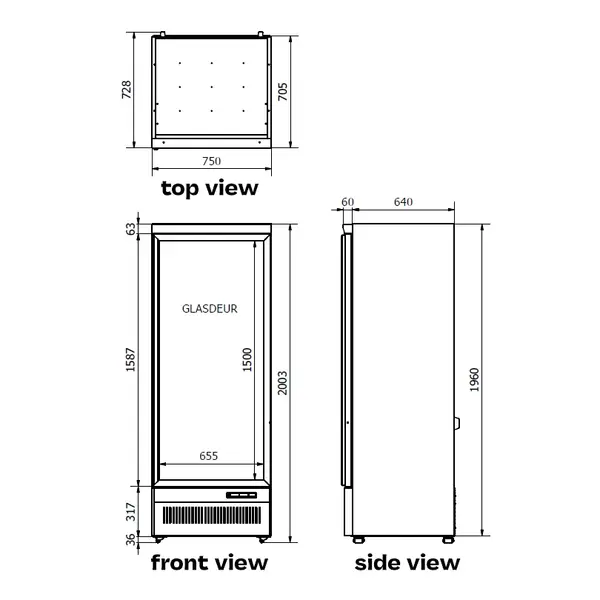 Koelkast | JDE | 600L | Wit | 0°C/+10°C | Geforceerd | Wielen (Geremd) | 750x710x2003(h)mm