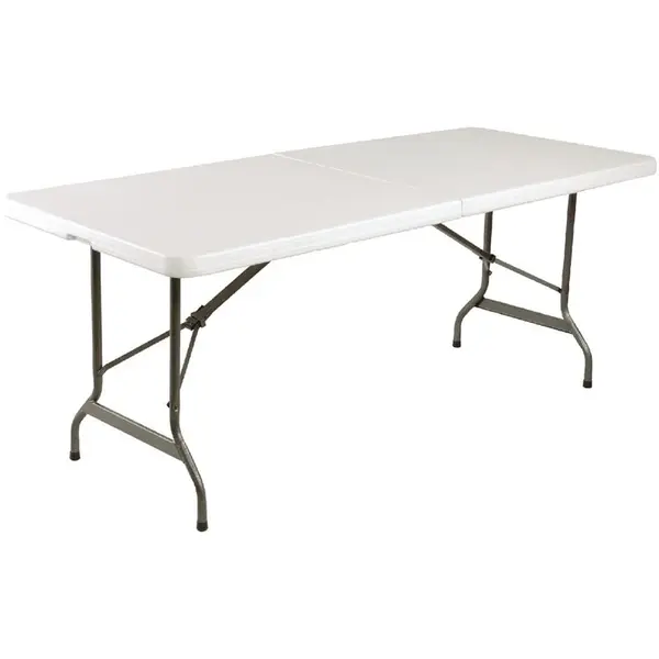 Inklapbare Buffettafel | Kunststof/Staal | Wit Blad | Grijs Frame | In-/Outdoor | 1836x760x738(h)mm