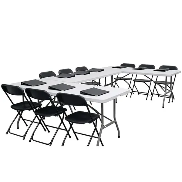 Inklapbare Buffettafel | Kunststof/Staal | Wit Blad | Grijs Frame | In-/Outdoor | 1836x760x738(h)mm