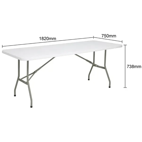 Inklapbare Buffettafel | Kunststof/Staal | Wit Blad | Grijs Frame | In-/Outdoor | 1821x751x738(h)mm