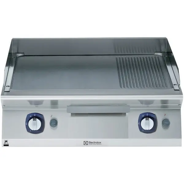 Bak-/Grillplaat | e-XP 700 | Gas | Glad/Gegroefd Oppervlak 730x540 (Verchroomd) | 100°C/280°C | 14kW | Waakvlam/Piëzo | 800x730x250(h)mm