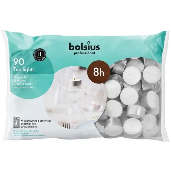 Theelichten | Was | Wit | 8 Branduren | 90 Stuks | 375x235x65(h)mm
