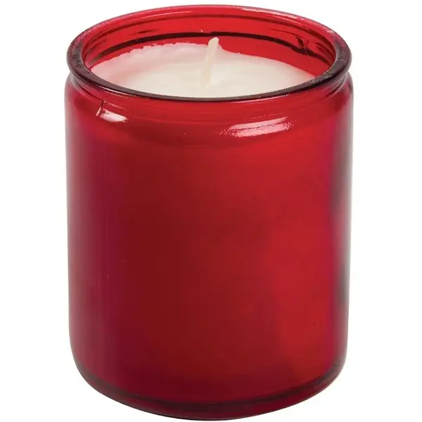 Glaskaarsen | STARLIGHT | Was/Glas | Wit/Rood | 50 Branduren | 8 Stuks | Ø68x82(h)mm