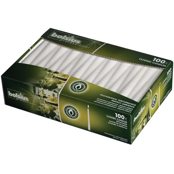 Dinerkaarsen | Was | Wit | 100 Stuks | 254(h)mm