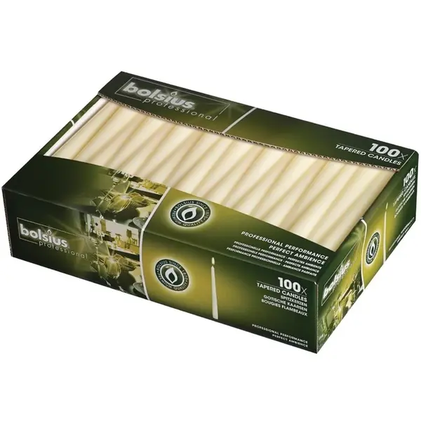 Dinerkaarsen | Was | Ivoor | 100 Stuks | 254(h)mm