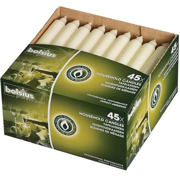 Dinerkaarsen | Was | Ivoor | 45 Stuks | Ø21x177(h)mm