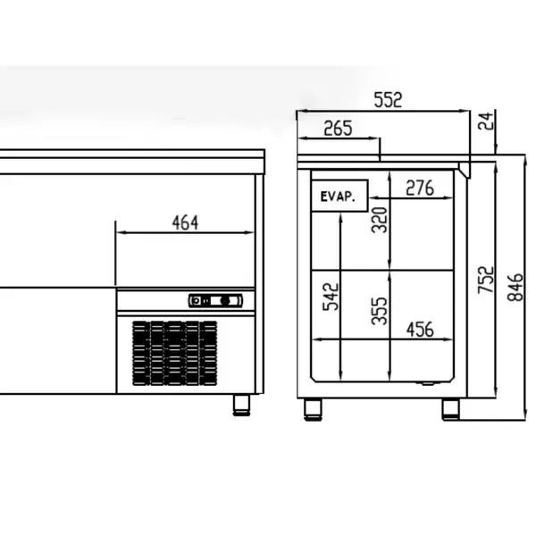 Flessenkoeler | BE | 720L | RVS | +2°C/+8°C | Statisch | 5 Schuifdeksels | 2480x550x850(h)mm
