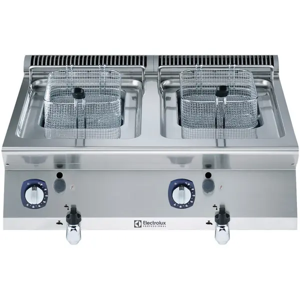 Friteuse | e-XP 700 | Gas | 7+7L | 105°C/185°C | 14kW | Piëzo Ontsteking | Aftapkranen | 800x730x250(h)mm