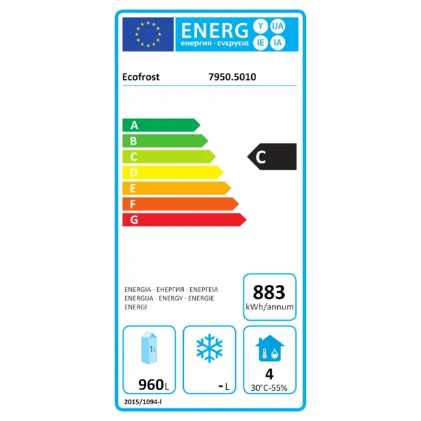 Koelkast | 1300L (2/1 GN) | RVS | -2°C/+8°C | Geforceerd | Wielen (Geremd) | 1480x830x2010(h)mm