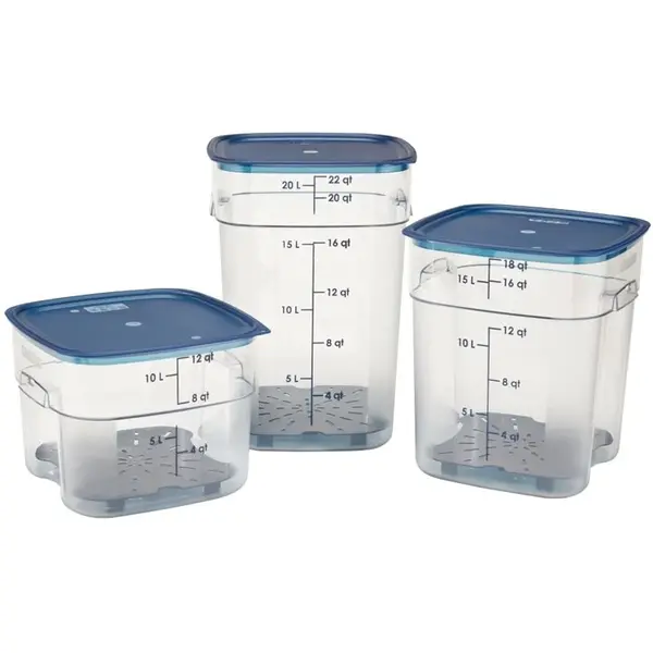 Afvoerrekken | Cambro CamSquares FreshPro Voedselcontainer GAS-CU141 | Kunststof | Blauw | 6 Stuks | 235x235x16(h)mm