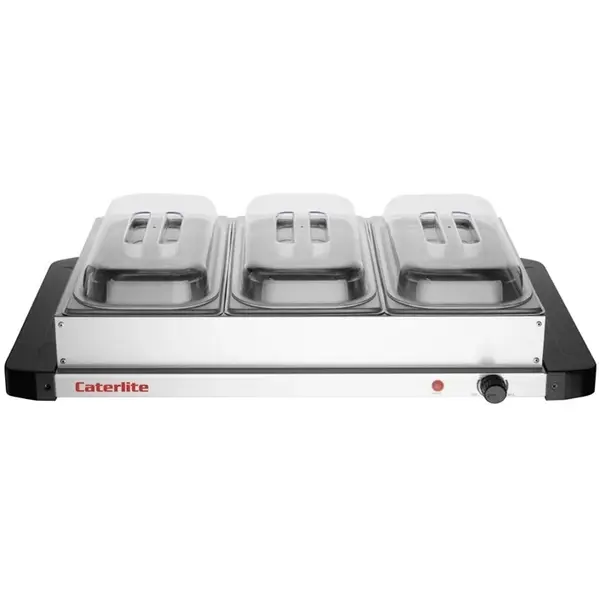 Warmhoudplaat | 3x 1/3 GN | 40°C/85°C | 0.4kW (230V) | Incl. GN-Bakken + Deksels | 657x381x167(h)mm