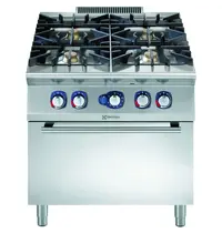 Electrolux Fornuis + Oven | e-XP 900 | Gas | 4 Branders (4x 6kW) + 2/1 GN Oven (8.5kW) | Waakvlam/Piëzo | 800x930x850/900(h)mm