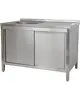 Luxus Spoeltafel | RVS | 1 Spoelbak (Links) + Afdruipvlak | Draaideuren + Laden | Achteropstand | Voorgemonteerd | 1200x700x850 