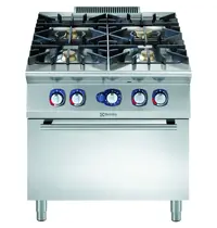 Electrolux Fornuis + Oven | e-XP 900 | Gas | 4 Branders (3x 6kW + 1x 10kW) + 2/1 GN Oven (8.5kW) | Waakvlam/Piëzo | 800x930x850/900(h)mm