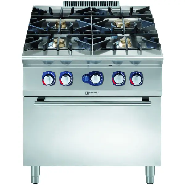 Fornuis + Oven | e-XP 900 | Gas | 4 Branders (3x 6kW + 1x 10kW) + 2/1 GN Oven (8.5kW) | Waakvlam/Piëzo | 800x930x850/900(h)mm