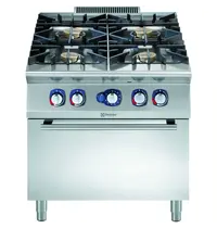 Electrolux Fornuis + Oven | e-XP 900 | Gas | 4 Branders (4x 10kW) + 2/1 GN Oven (8.5kW) | Waakvlam/Piëzo | 800x930x850/900(h)mm