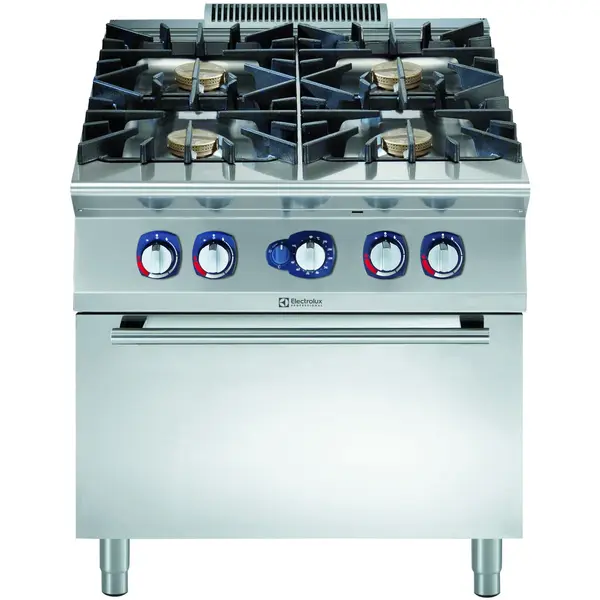 Fornuis + Oven | e-XP 900 | Gas | 4 Branders (4x 10kW) + 2/1 GN Oven (8.5kW) | Waakvlam/Piëzo | 800x930x850/900(h)mm