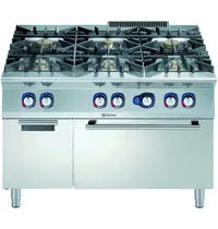 Electrolux Fornuis + Oven | e-XP 900 | Gas | 6 Branders (4x 6kW + 2x 10kW) + 2/1 GN Oven (8.5kW) | Waakvlam/Piëzo | Neutraal Vak | 1200x930x850/900(h)mm