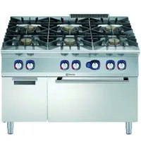 Electrolux Fornuis + Oven | e-XP 900 | Gas | 6 Branders (6x 10kW) + 2/1 GN Oven (8.5kW) | Waakvlam/Piëzo | Neutraal Vak | 1200x930x850/900(h)mm