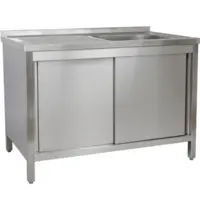 Luxus Spoeltafel | RVS | 1 Spoelbak (Rechts) + Afdruipvlak | Draaideuren + Laden | Achteropstand | Voorgemonteerd | 1200x700x850