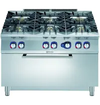 Electrolux Fornuis + Maxi Oven | e-XP 900 | Gas | 6 Branders (4x 6kW + 2x 10kW) + Oven (12kW) | Waakvlam/Piëzo | 1200x930x850/900(h)mm