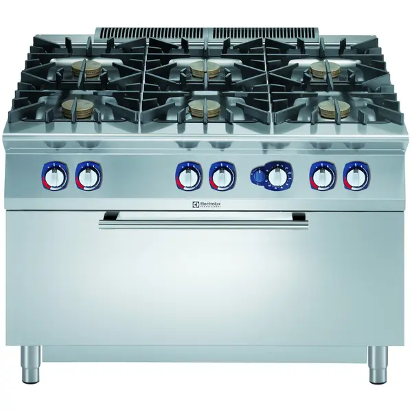 Fornuis + Maxi Oven | e-XP 900 | Gas | 6 Branders (6x 10kW) + Oven (12kW) | Waakvlam/Piëzo | 1200x930x850/900(h)mm