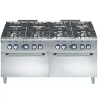 Electrolux Fornuis + 2 Ovens | e-XP 900 | Gas | 8 Branders (6x 6kW + 2x 10kW) + 2/1 GN Ovens (2x 8.5kW) | Waakvlam/Piëzo | 1600x930x850/900(h)mm