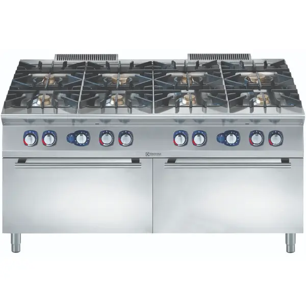 Fornuis + 2 Ovens | e-XP 900 | Gas | 8 Branders (6x 6kW + 2x 10kW) + 2/1 GN Ovens (2x 8.5kW) | Waakvlam/Piëzo | 1600x930x850/900(h)mm