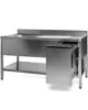Luxus Spoeltafel | RVS | 1 Spoelbak (Links) + Afvallade | Bodemschap | Diepte 600 | Hoogte 850 | Breedte 1000-1600 | Achteropstand | Voorgemonteerd 