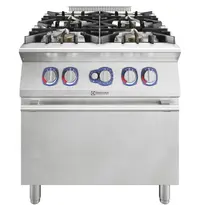 Electrolux Fornuis + Oven | e-XP 900 | Gas | 4 Branders (4x 10kW) + 2/1 GN Oven (8.5kW) | Waakvlam/Piëzo | 800x930x850/900(h)mm
