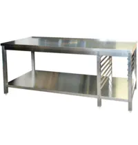 Luxus Werktafel | RVS | 1/1 GN Geleiders (Rechts) | Bodemschap | Diepte 600 | Hoogte 850/885 | Breedte 1200-2900 | Achteropstand | Gelaste Constructie