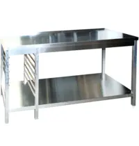 Luxus Werktafel | RVS | 1/1 GN Geleiders (Links) | Bodemschap | Diepte 700 | Hoogte 850/885 | Breedte 1200-2900 | Gelaste Constructie