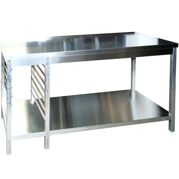 Werktafel | RVS | 1/1 GN Geleiders (Links) | Bodemschap | Diepte 700 | Hoogte 850/885 | Breedte 1200-2900 | Achteropstand | Gelaste Constructie