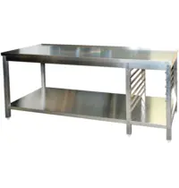Luxus Werktafel | RVS | 1/1 GN Geleiders (Rechts) | Bodemschap | Diepte 700 | Hoogte 850/885 | Breedte 1200-2900 | Gelaste Constructie